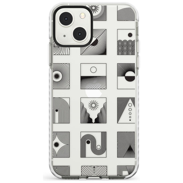 Abstract Lines: Mixed Pattern #2 Phone Case iPhone 13 Mini / Impact Case Blanc Space