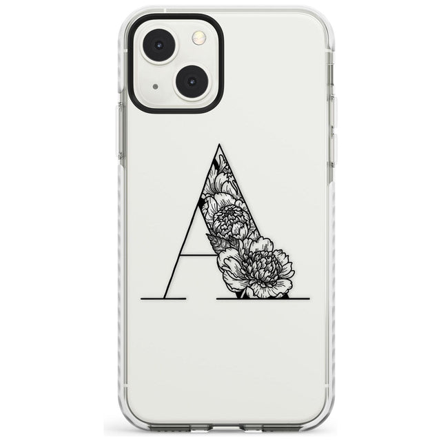 Floral Monogram Letter Custom Phone Case iPhone 13 Mini / Impact Case Blanc Space