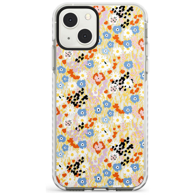 Busy Floral Mix: Transparent Phone Case iPhone 13 Mini / Impact Case Blanc Space