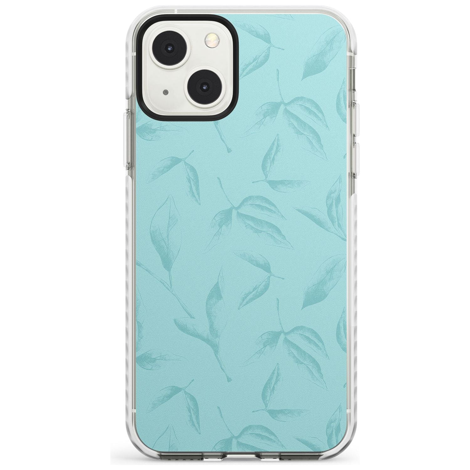 Blue Leaves Vintage Botanical Phone Case iPhone 13 Mini / Impact Case Blanc Space