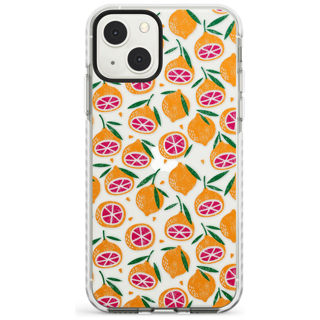 Blood Orange Fruit Pattern Transparent Phone Case iPhone 13 Mini / Impact Case Blanc Space