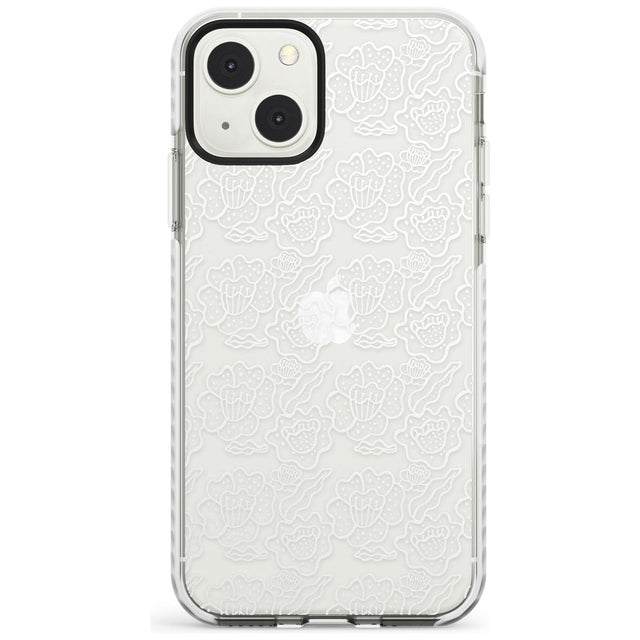 Funky Floral Patterns White on Clear Phone Case iPhone 13 Mini / Impact Case Blanc Space