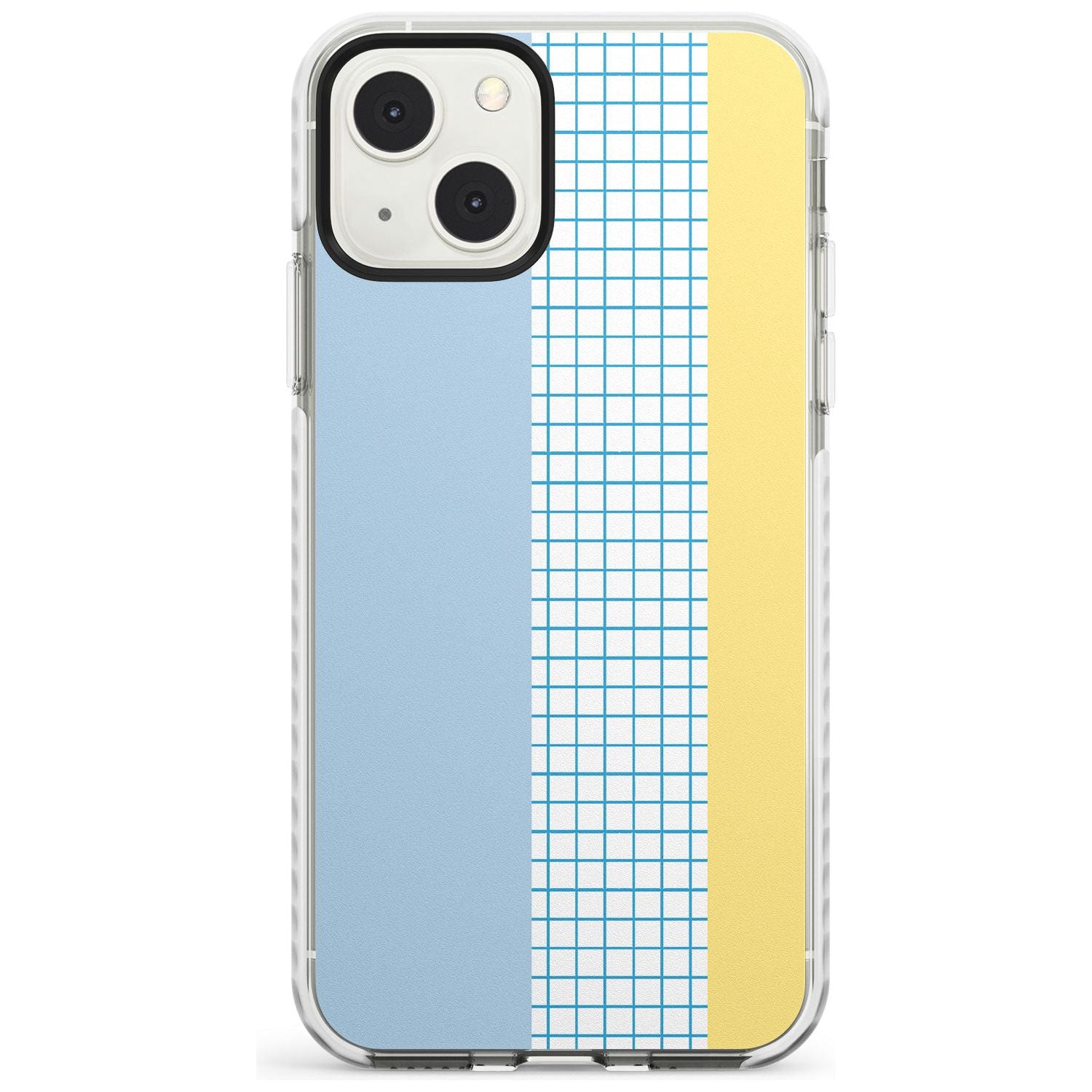 Abstract Grid Blue & Yellow Phone Case iPhone 13 Mini / Impact Case Blanc Space