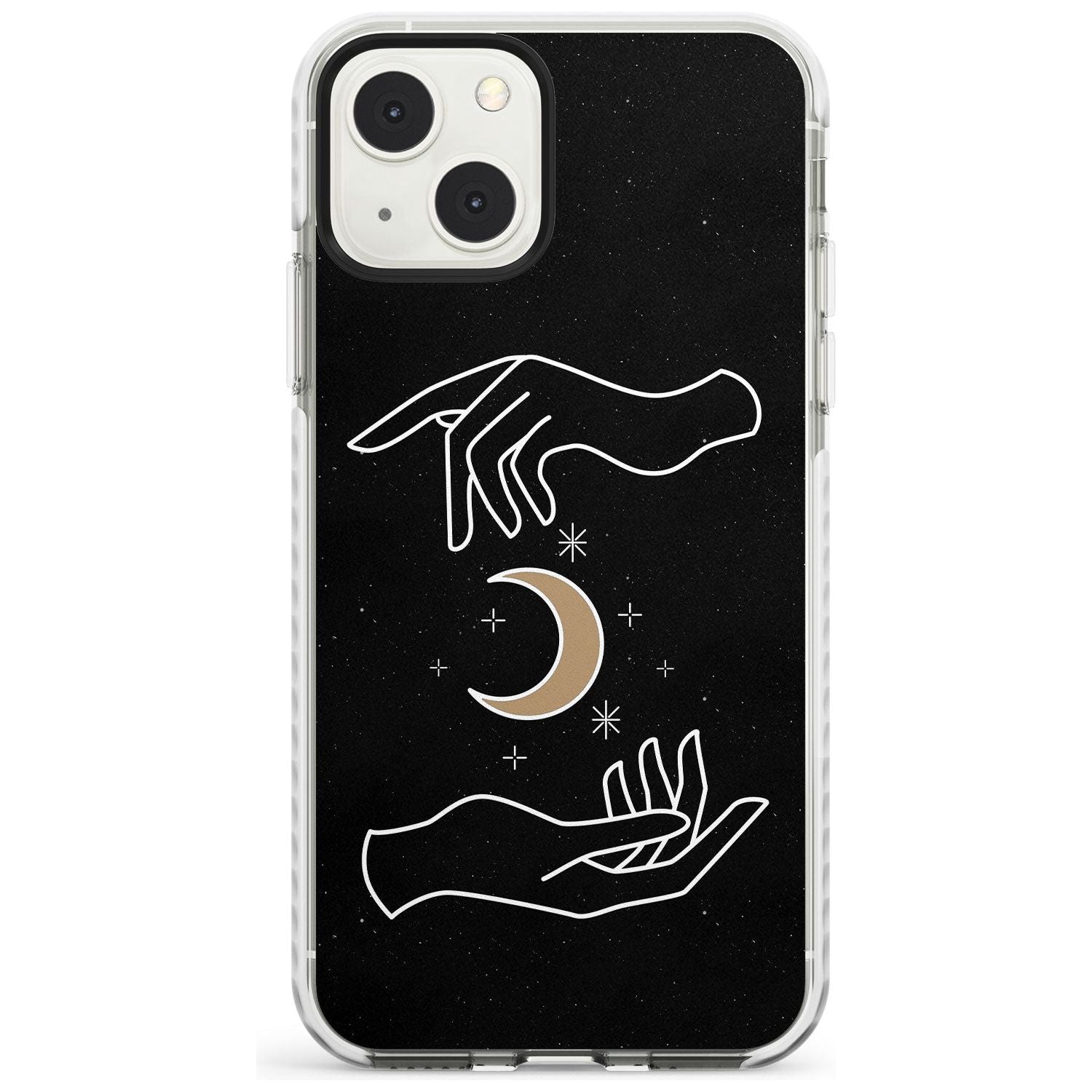 Hands Surrounding Moon Phone Case iPhone 13 Mini / Impact Case Blanc Space
