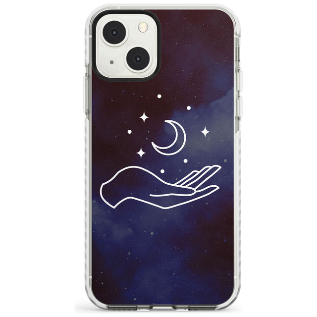 Floating Moon Above Hand Phone Case iPhone 13 Mini / Impact Case Blanc Space