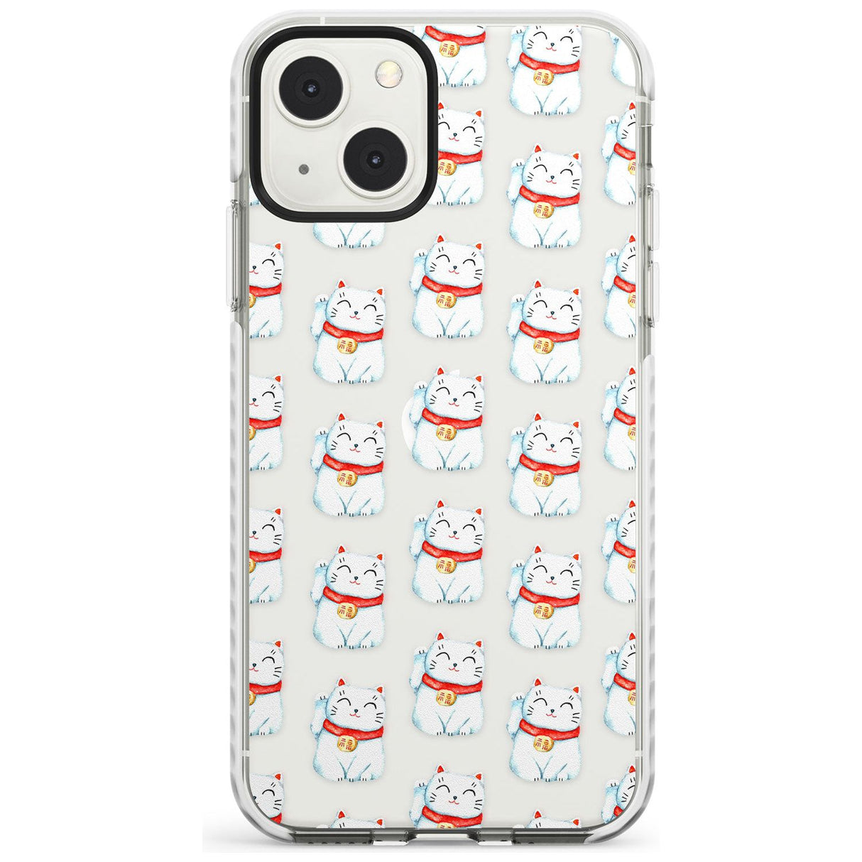 Lucky Cat Maneki-Neko Japanese Pattern Phone Case iPhone 13 Mini / Impact Case Blanc Space