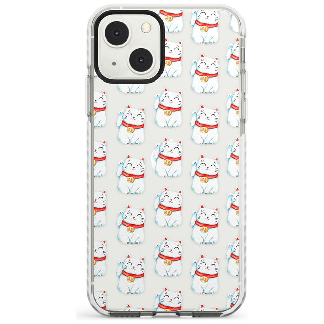 Lucky Cat Maneki-Neko Japanese Pattern Phone Case iPhone 13 Mini / Impact Case Blanc Space