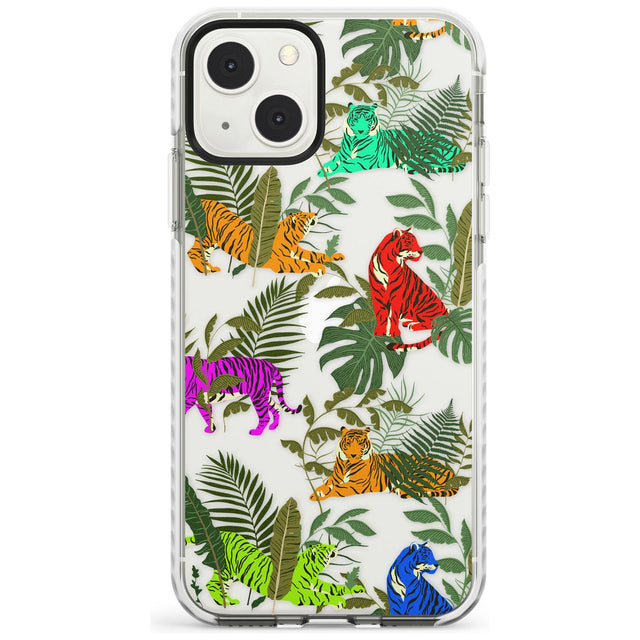 Colourful Tiger Jungle Cat Pattern Phone Case iPhone 13 Mini / Impact Case Blanc Space