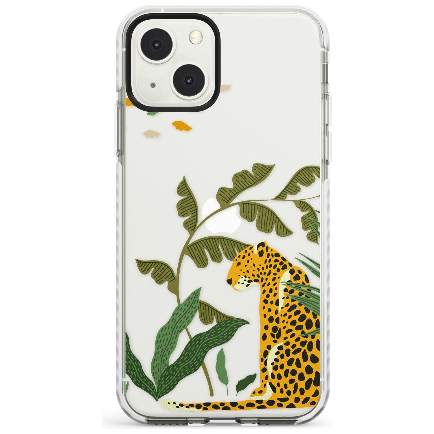 Large Jaguar Clear Jungle Cat Pattern Phone Case iPhone 13 Mini / Impact Case Blanc Space