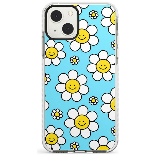 Daisy Faces Kawaii Pattern Phone Case iPhone 13 Mini / Impact Case Blanc Space