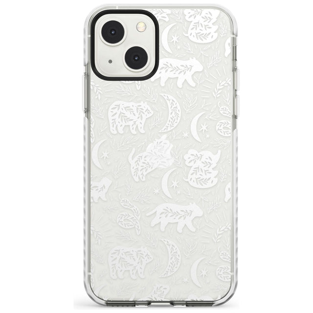 Forest Animal Silhouettes: White/Clear Phone Case iPhone 13 Mini / Impact Case Blanc Space