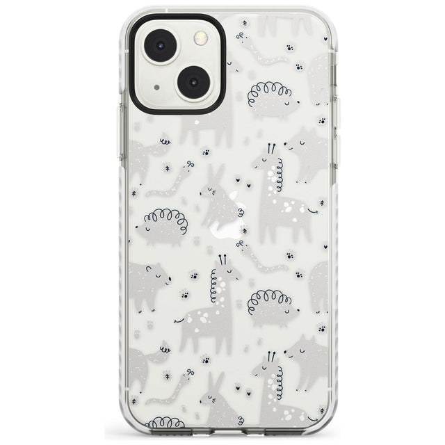 Adorable Mixed Animals Pattern (Clear) Phone Case iPhone 13 Mini / Impact Case Blanc Space