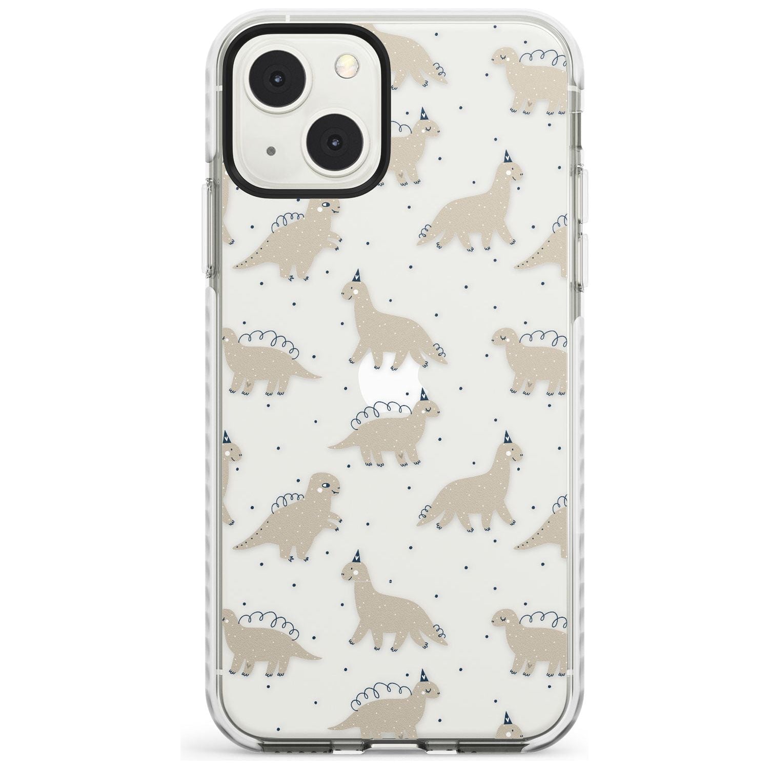 Adorable Dinosaurs Pattern (Clear) Phone Case iPhone 13 Mini / Impact Case Blanc Space