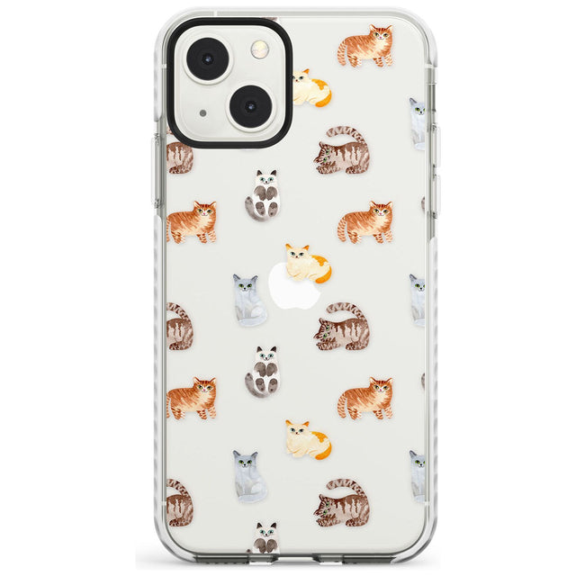 Cute Cat Pattern - Clear Phone Case iPhone 13 Mini / Impact Case Blanc Space