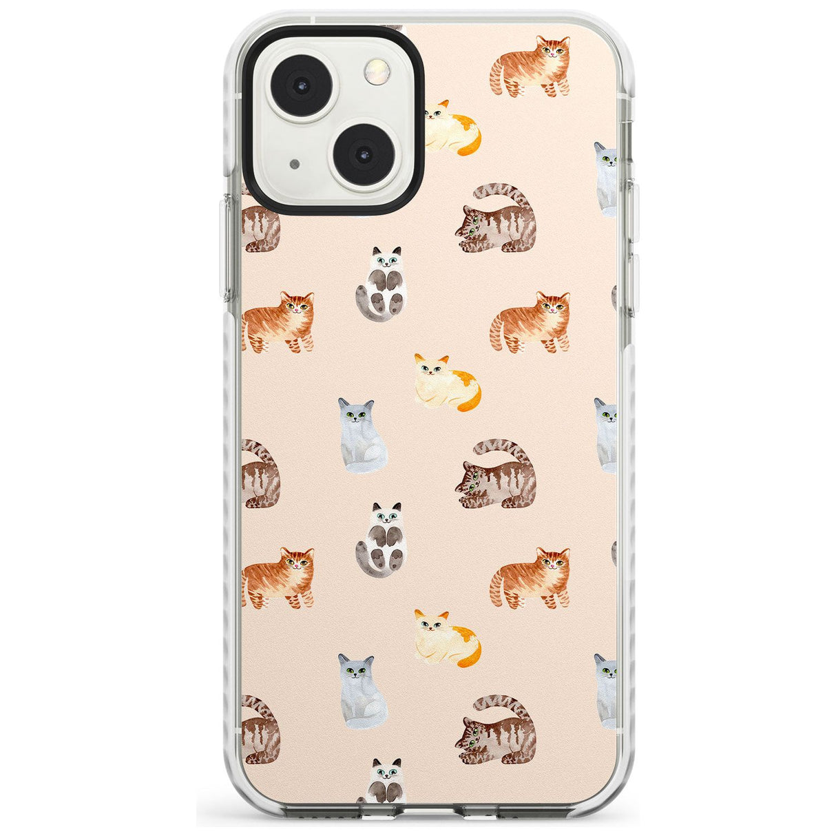 Cute Cat Pattern Phone Case iPhone 13 Mini / Impact Case Blanc Space