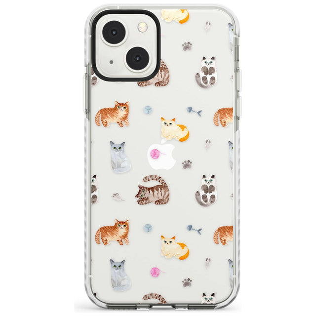 Cats with Toys - Clear Phone Case iPhone 13 Mini / Impact Case Blanc Space