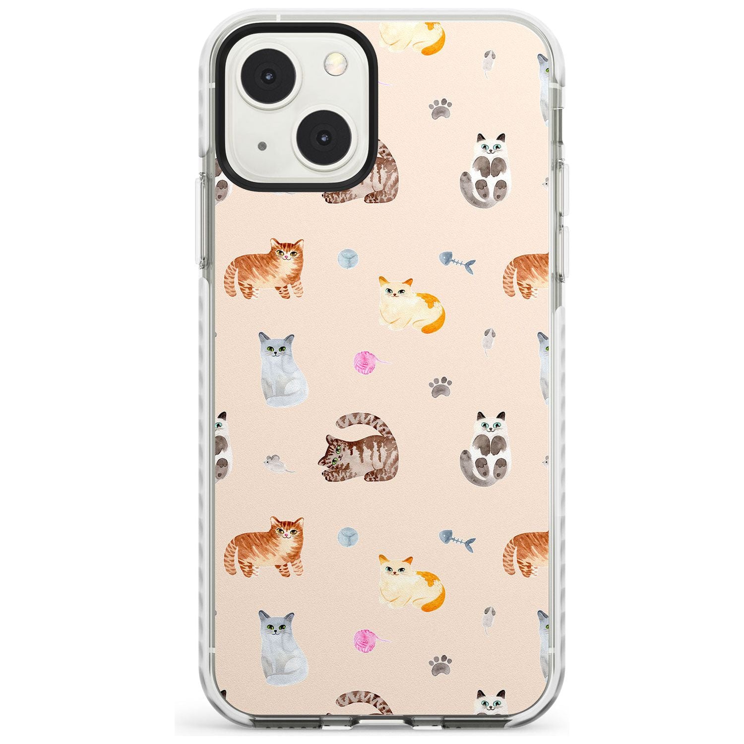 Cats with Toys Phone Case iPhone 13 Mini / Impact Case Blanc Space