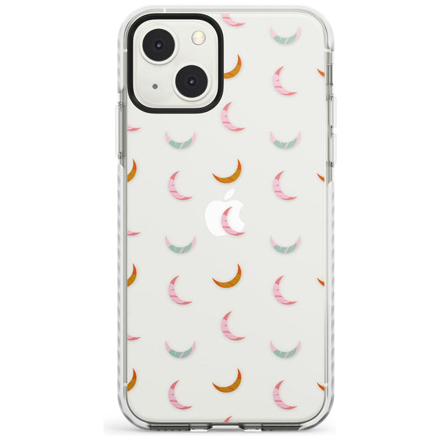 Colourful Crescent Moons Phone Case iPhone 13 Mini / Impact Case Blanc Space