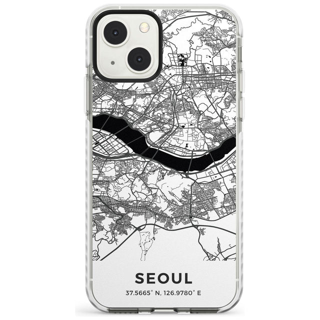 Map of Seoul, South Korea Phone Case iPhone 13 Mini / Impact Case Blanc Space
