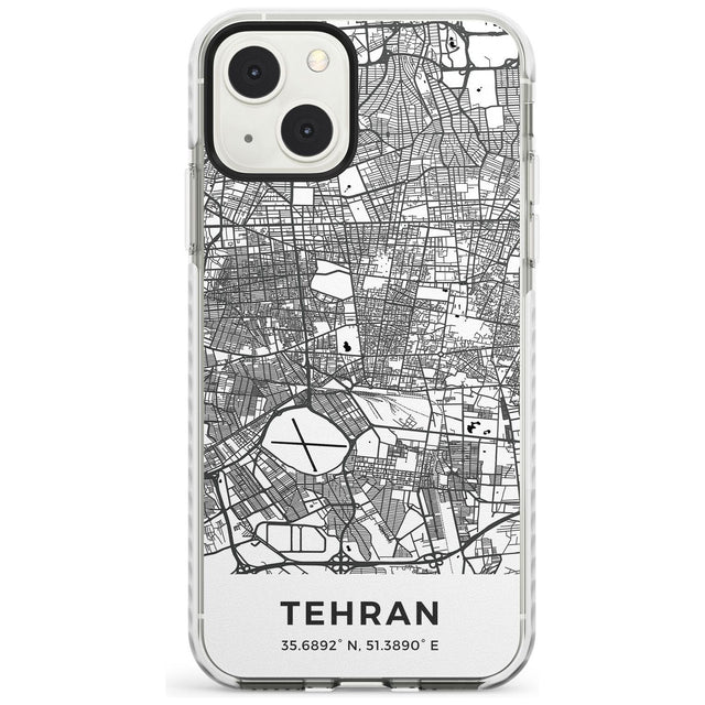 Map of Tehran, Iran Phone Case iPhone 13 Mini / Impact Case Blanc Space