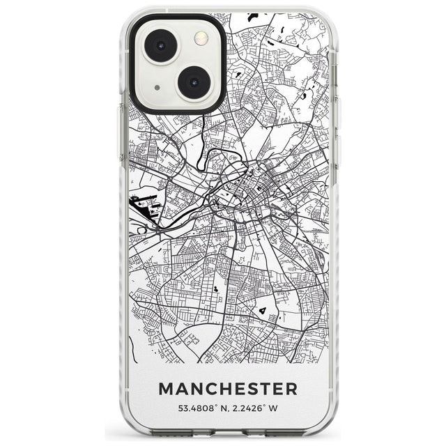 Map of Manchester, England Phone Case iPhone 13 Mini / Impact Case Blanc Space