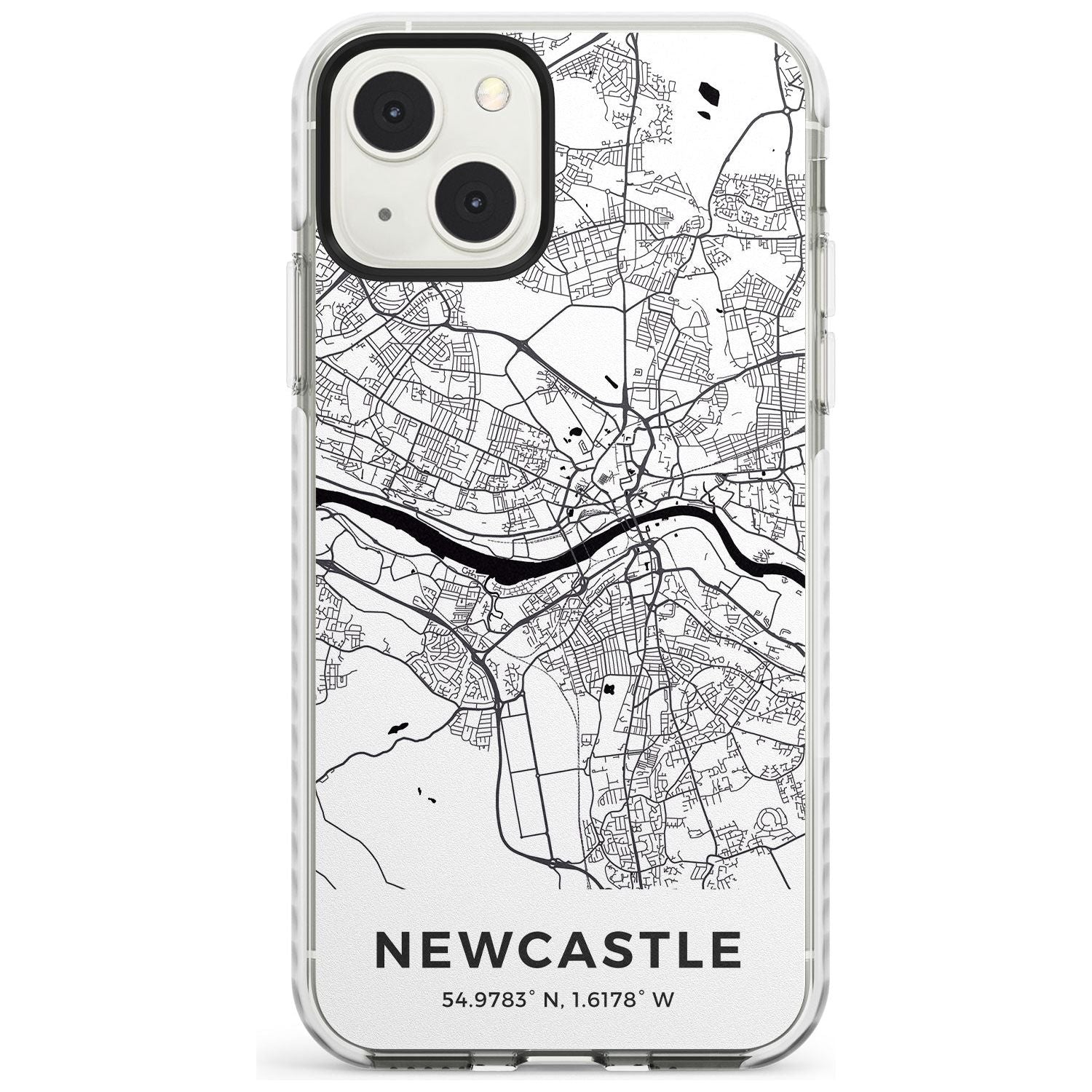 Map of Newcastle, England Phone Case iPhone 13 Mini / Impact Case Blanc Space