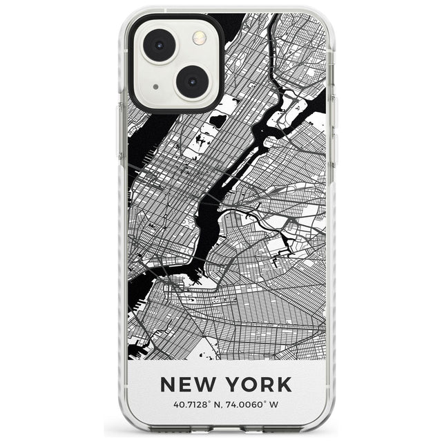 Map of New York, New York Phone Case iPhone 13 Mini / Impact Case Blanc Space