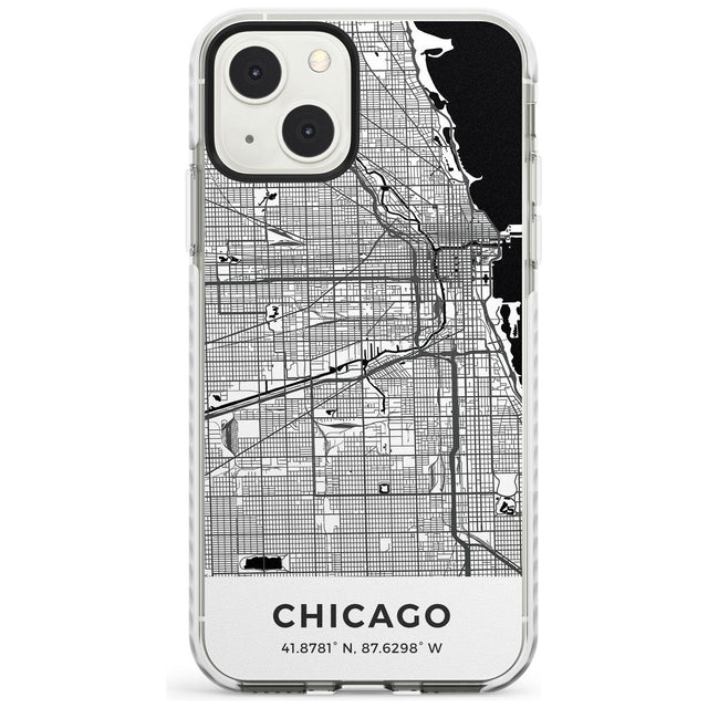 Map of Chicago, Illinois Phone Case iPhone 13 Mini / Impact Case Blanc Space