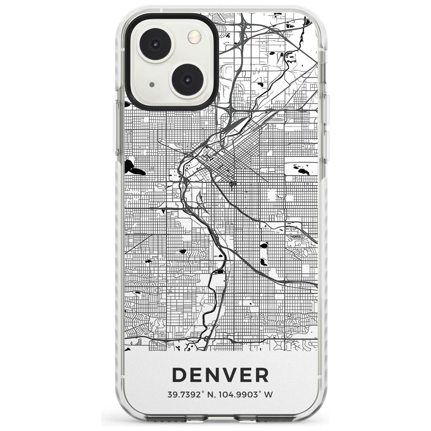 Map of Denver, Colorado Phone Case iPhone 13 Mini / Impact Case Blanc Space