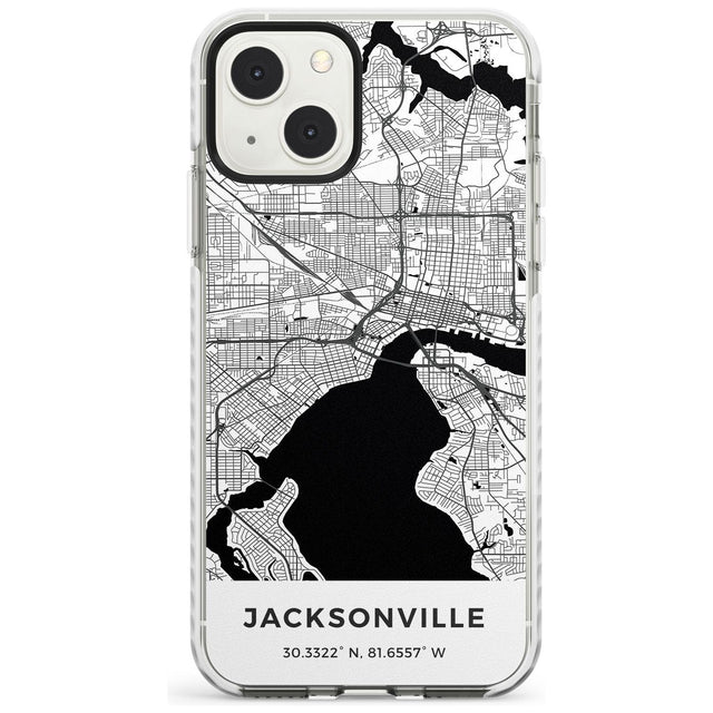 Map of Jacksonville, Florida Phone Case iPhone 13 Mini / Impact Case Blanc Space