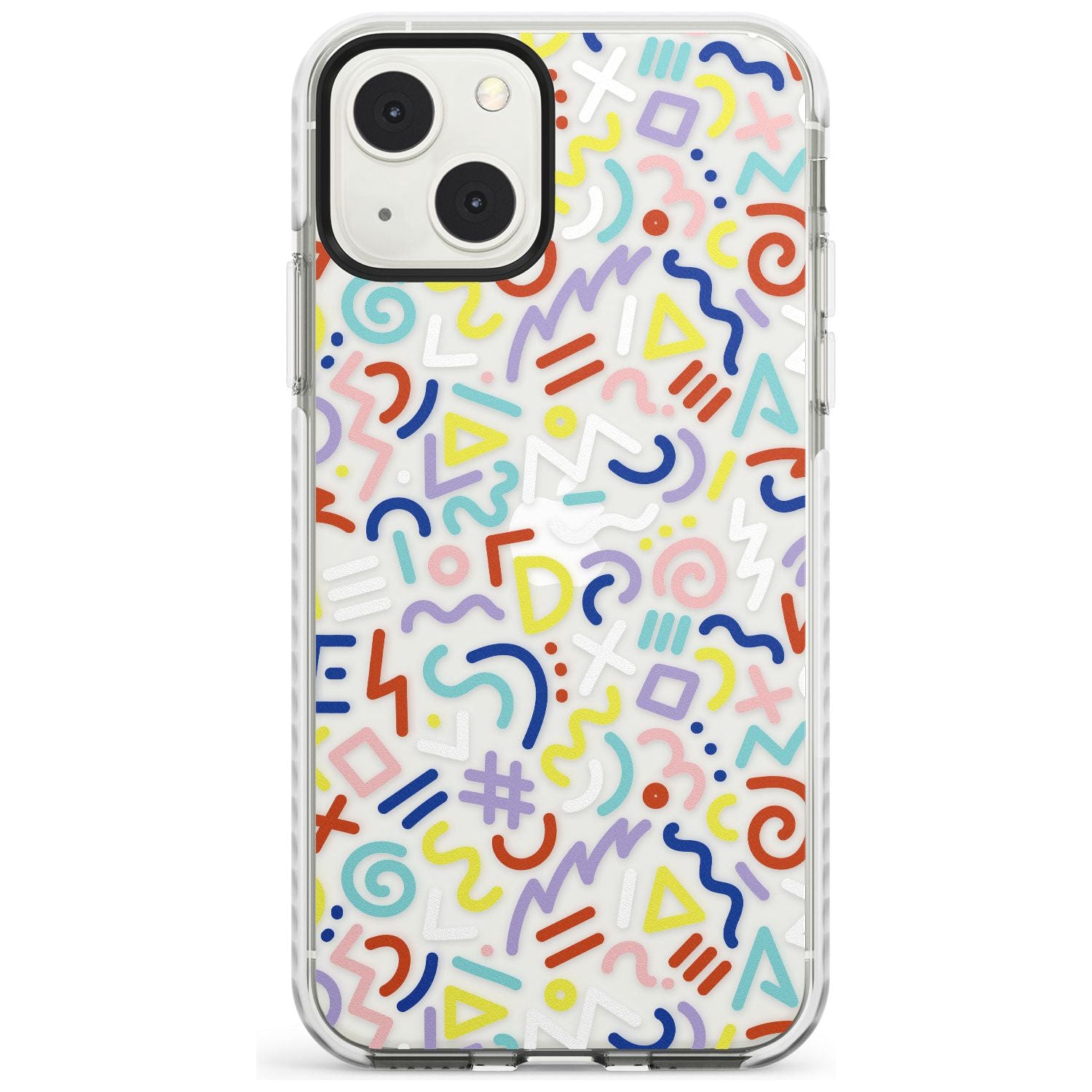 Colourful Mixed Shapes Retro Pattern Design Phone Case iPhone 13 Mini / Impact Case Blanc Space