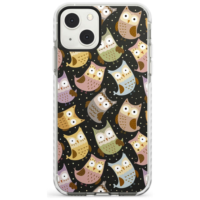 Cute Owl Pattern Phone Case iPhone 13 Mini / Impact Case Blanc Space