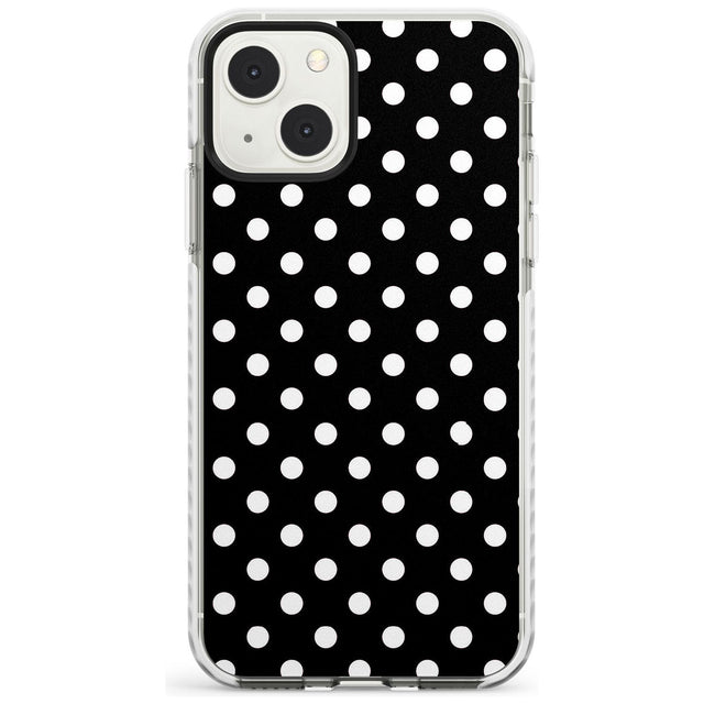 Designer Chic Black Polka Dot Phone Case iPhone 13 Mini / Impact Case Blanc Space