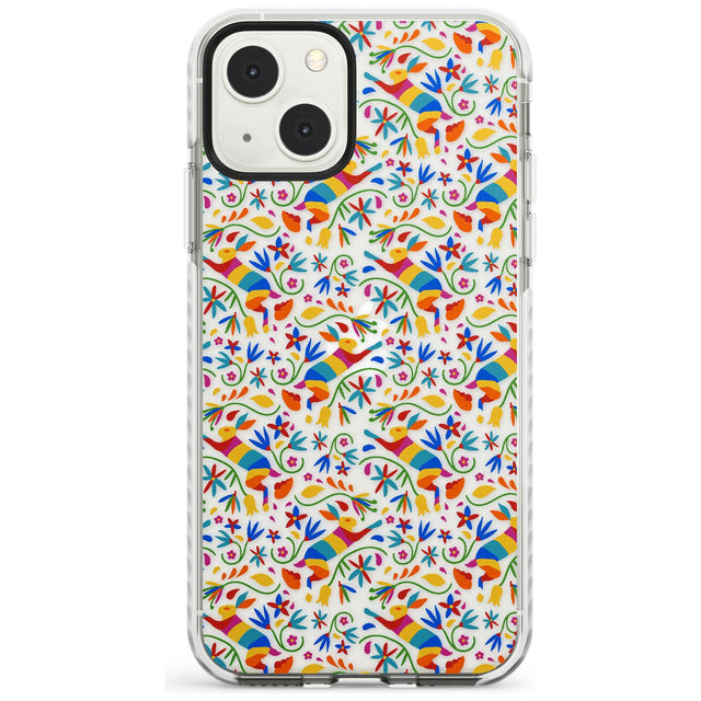 Floral Rabbit Pattern in Rainbow Phone Case iPhone 13 Mini / Impact Case Blanc Space