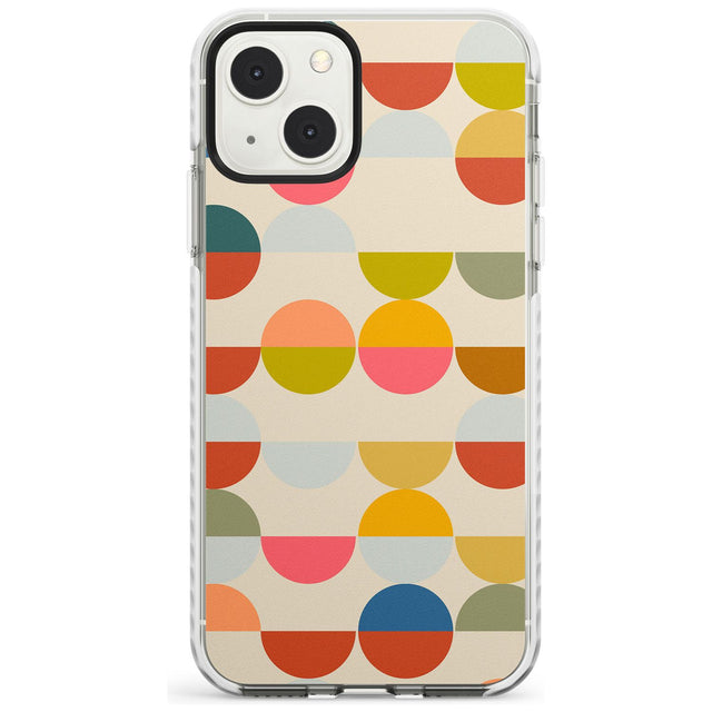 Abstract Retro Shapes: Colourful Circles Phone Case iPhone 13 Mini / Impact Case Blanc Space