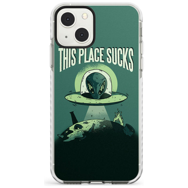 EARTH SUCKS Phone Case iPhone 13 Mini / Impact Case Blanc Space