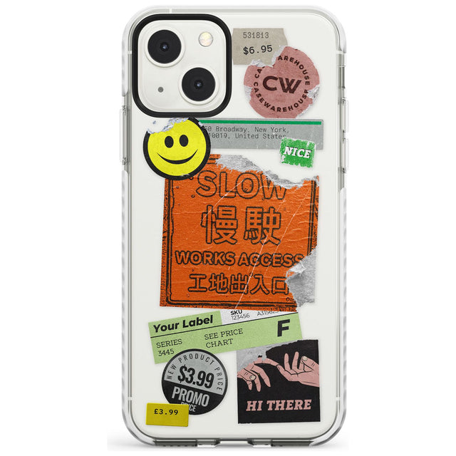Kanji Signs Sticker Mix Phone Case iPhone 13 Mini / Impact Case Blanc Space