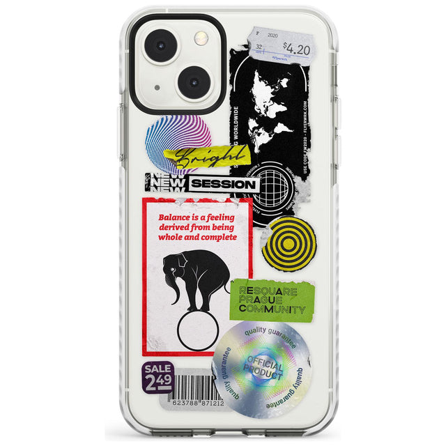Peeled Sticker Mix Phone Case iPhone 13 Mini / Impact Case Blanc Space