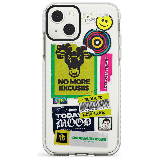 No More Excuses Sticker Mix Phone Case iPhone 13 Mini / Impact Case Blanc Space