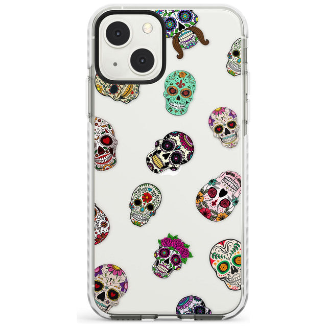 Mixed Sugar Skull Pattern Impact Phone Case for iPhone 13 & 13 Mini
