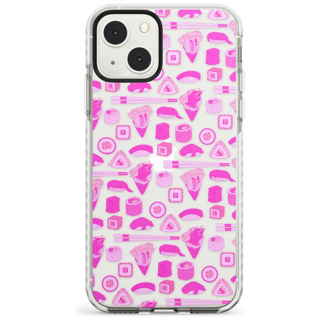 Bright Pink Sushi Pattern Phone Case iPhone 13 Mini / Impact Case Blanc Space