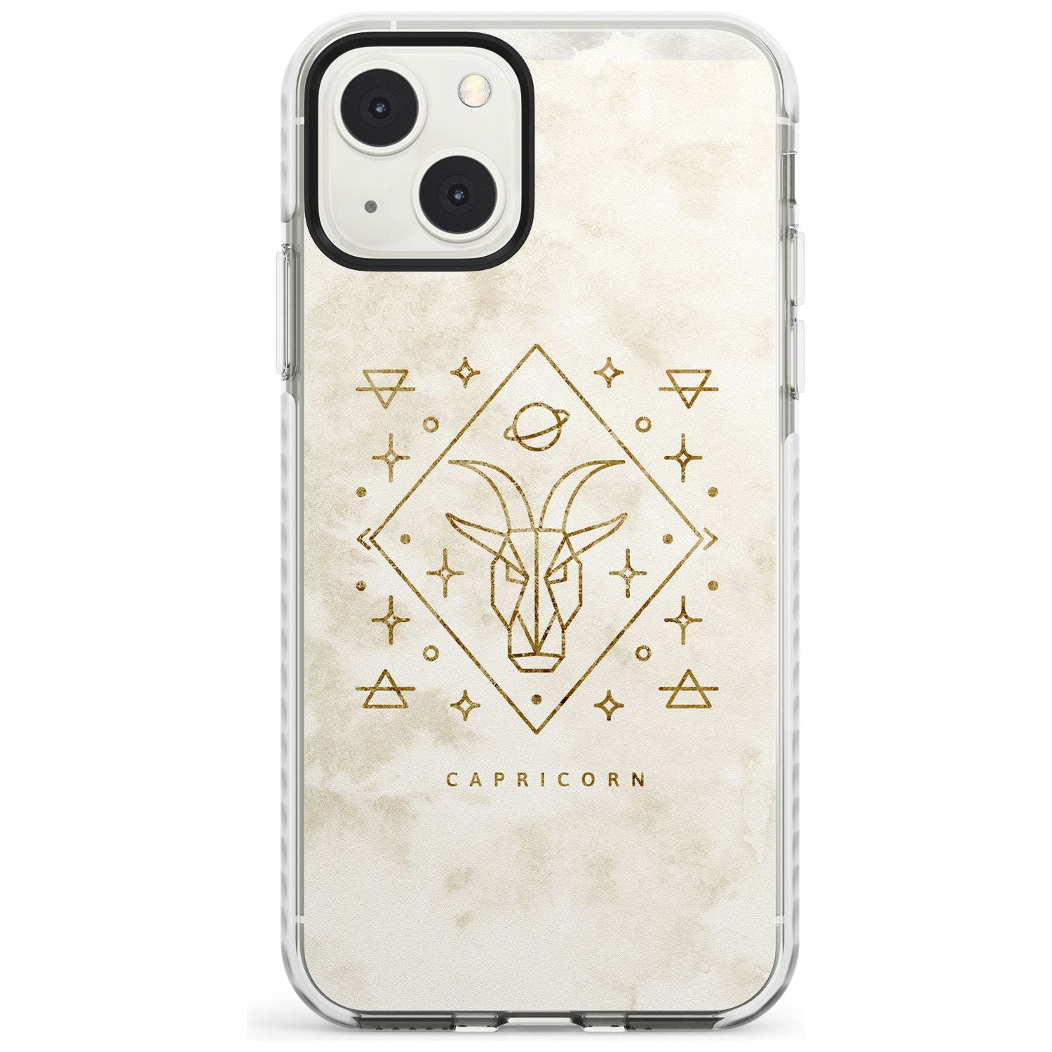 Capricorn Emblem - Solid Gold Marbled Design Phone Case iPhone 13 Mini / Impact Case Blanc Space