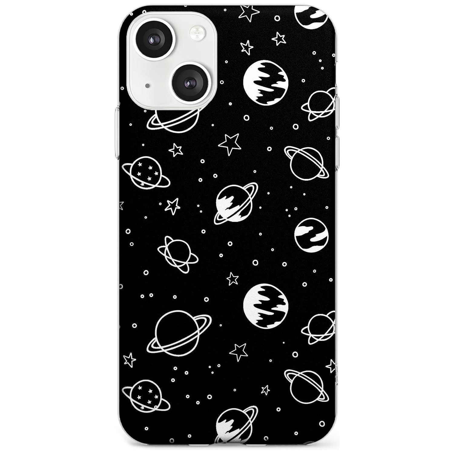 Cosmic Outer Space Design White on Black Phone Case iPhone 13 / Clear Case,iPhone 13 Mini / Clear Case,iPhone 14 / Clear Case,iPhone 14 Plus / Clear Case Blanc Space
