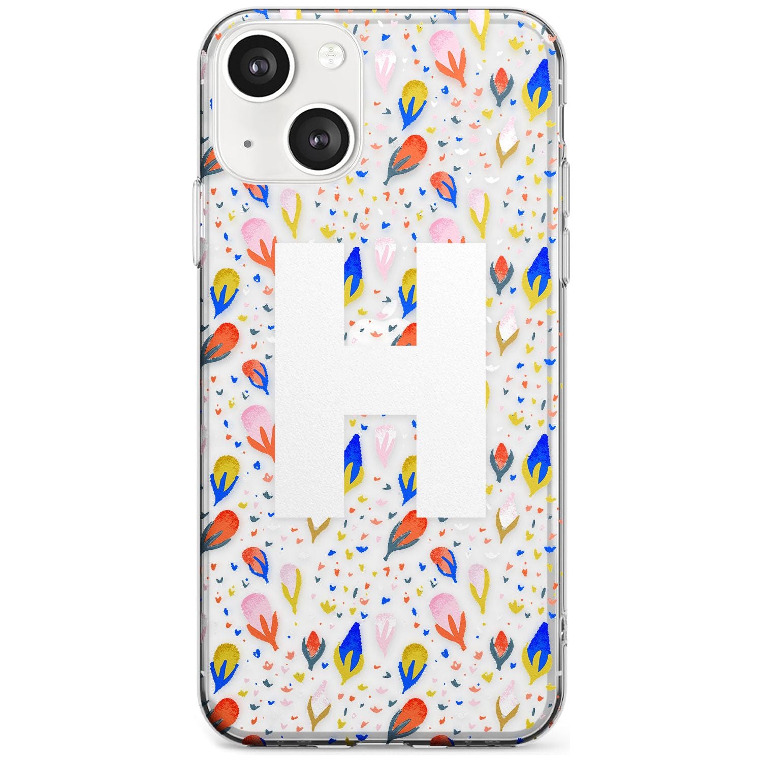 Personalised White Monogram Floral Custom Phone Case iPhone 13 / Clear Case,iPhone 13 Mini / Clear Case,iPhone 14 / Clear Case,iPhone 14 Plus / Clear Case Blanc Space