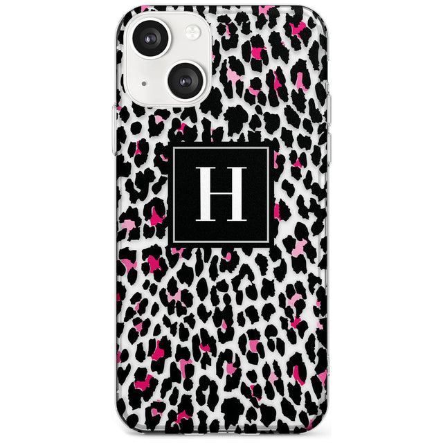 Personalised Pink Monogram Leopard Spots Custom Phone Case iPhone 13 / Clear Case,iPhone 13 Mini / Clear Case,iPhone 14 / Clear Case,iPhone 14 Plus / Clear Case Blanc Space