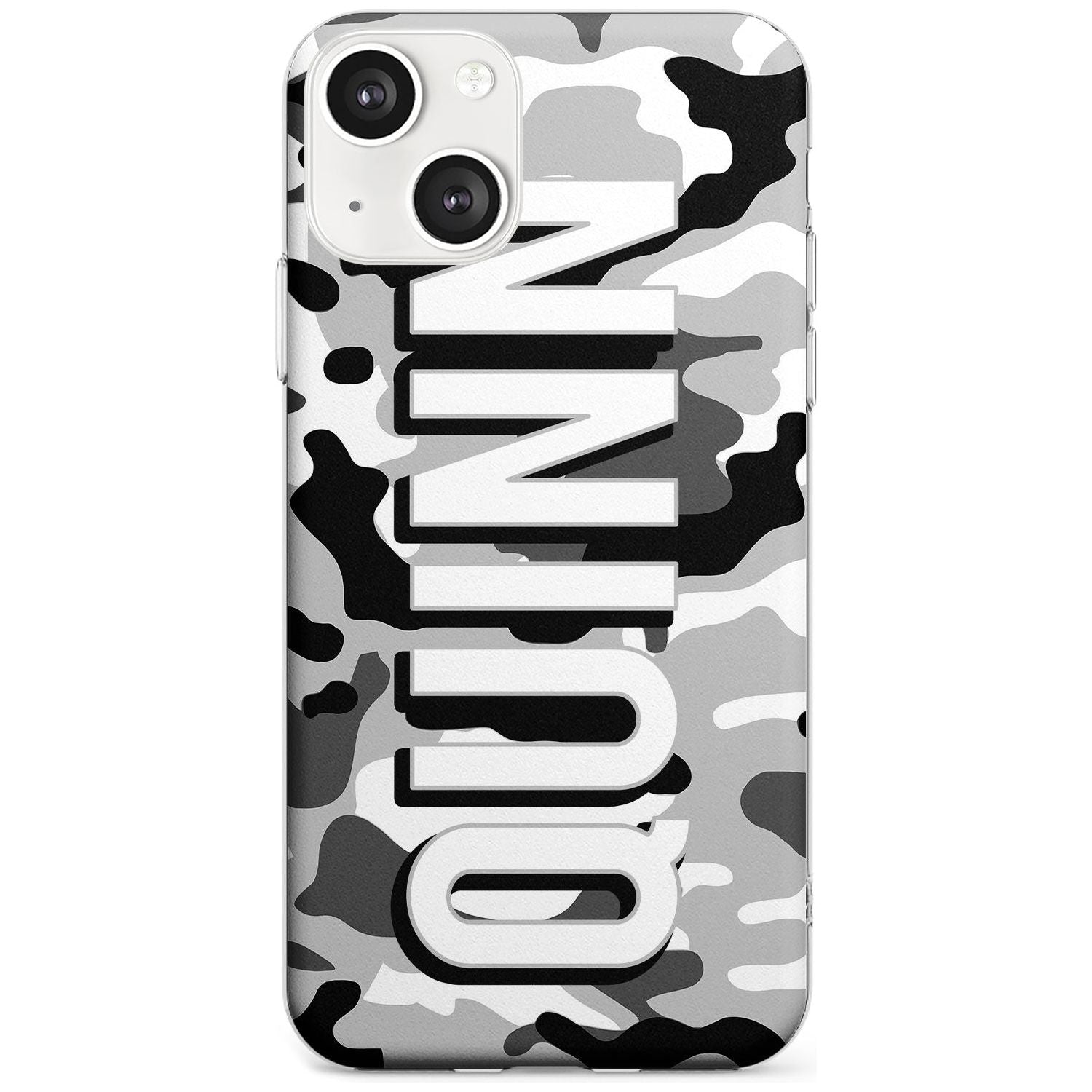 Personalised Greyscale Camo Custom Phone Case iPhone 13 / Clear Case,iPhone 13 Mini / Clear Case,iPhone 14 / Clear Case,iPhone 14 Plus / Clear Case Blanc Space