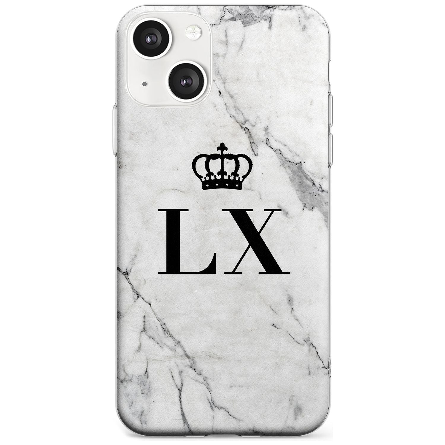 Personalised Initials with Crown on White Marble Custom Phone Case iPhone 13 / Clear Case,iPhone 13 Mini / Clear Case,iPhone 14 / Clear Case,iPhone 14 Plus / Clear Case Blanc Space