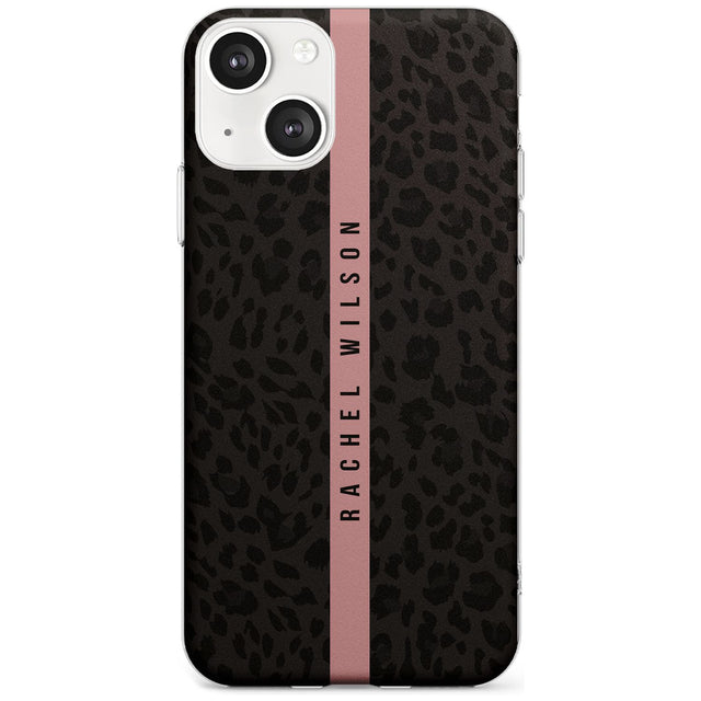 Personalised Pink Stripe Leopard Pattern Custom Phone Case iPhone 13 / Clear Case,iPhone 13 Mini / Clear Case,iPhone 14 / Clear Case,iPhone 14 Plus / Clear Case Blanc Space