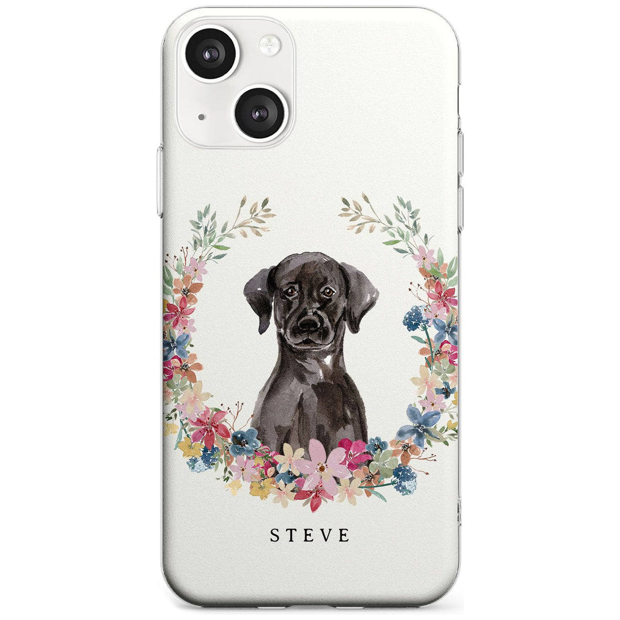Personalised Black Lab Watercolour Dog Portrait Custom Phone Case iPhone 13 / Clear Case,iPhone 13 Mini / Clear Case,iPhone 14 / Clear Case,iPhone 14 Plus / Clear Case Blanc Space