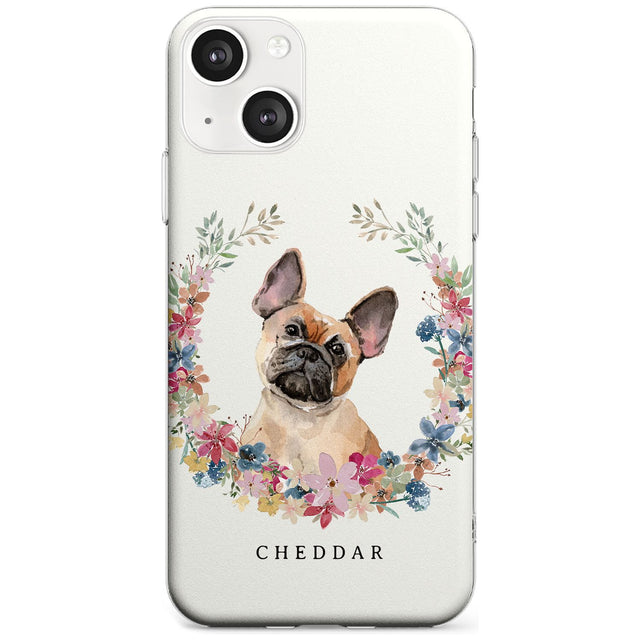 Personalised Tan French Bulldog Watercolour Dog Portrait Custom Phone Case iPhone 13 / Clear Case,iPhone 13 Mini / Clear Case,iPhone 14 / Clear Case,iPhone 14 Plus / Clear Case Blanc Space